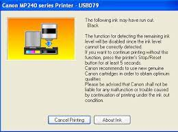 MP240 disable ink monitor black